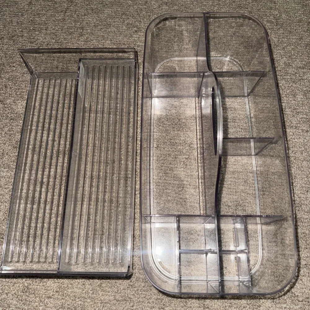 Bundle of two: Unbranded Clear Acrylic Organizers - caddy and tiered shelf